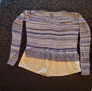 Market and Spruce Striped Knit Sweater with Cream Hem/Underlay, Size M